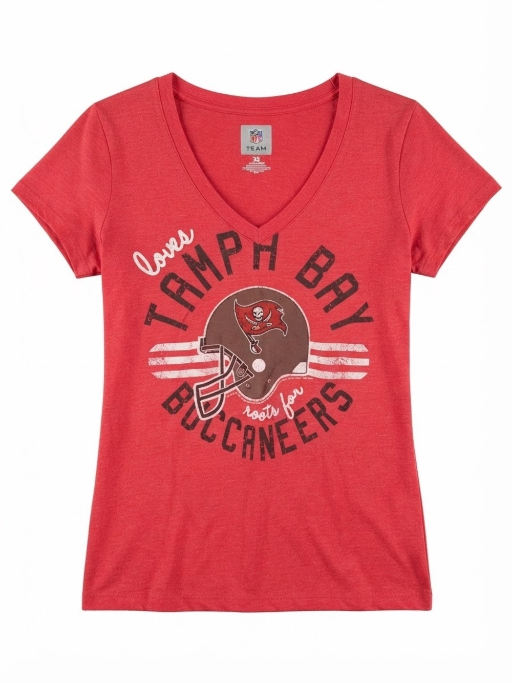 NFL Team Girls' Tampa Bay Buccaneers Red V-Neck Tee XS